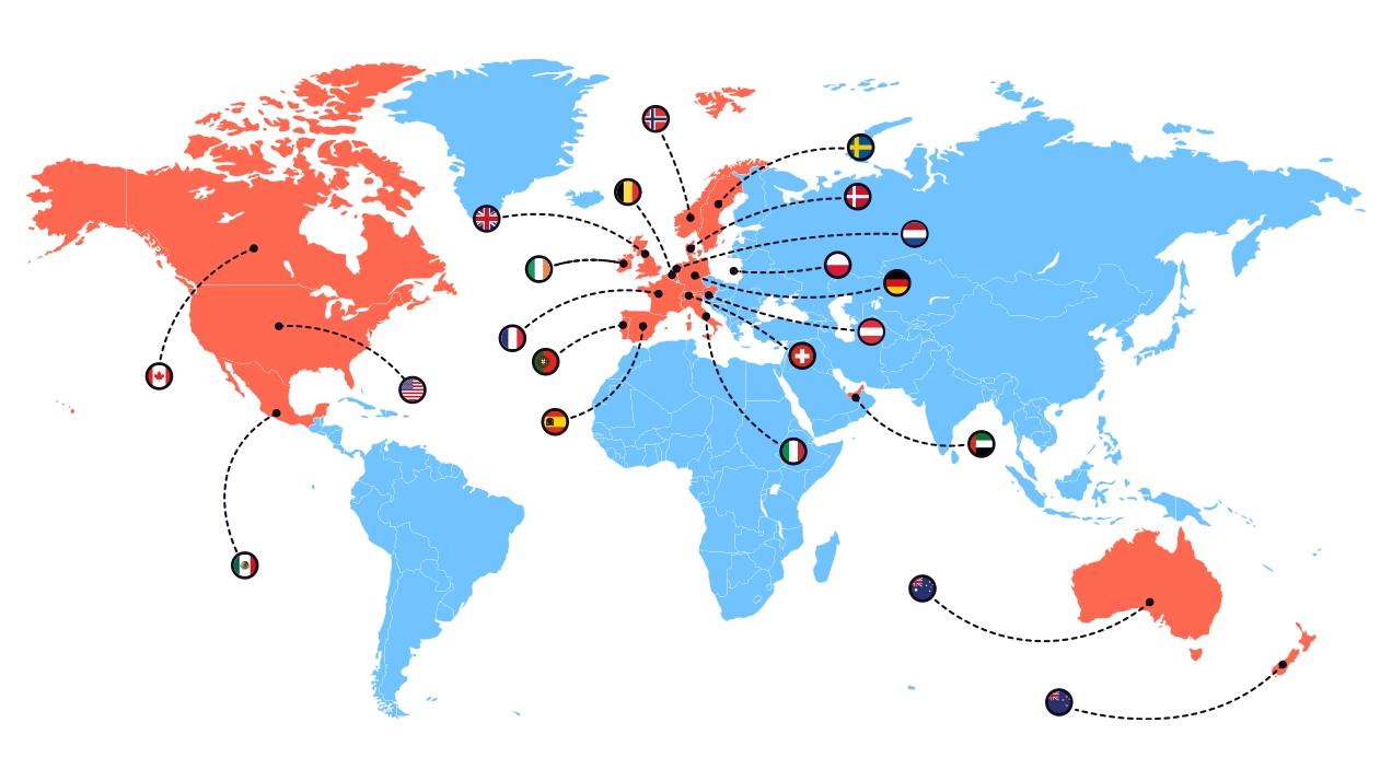 Bons cadeaux internationaux pour plus de 20 pays